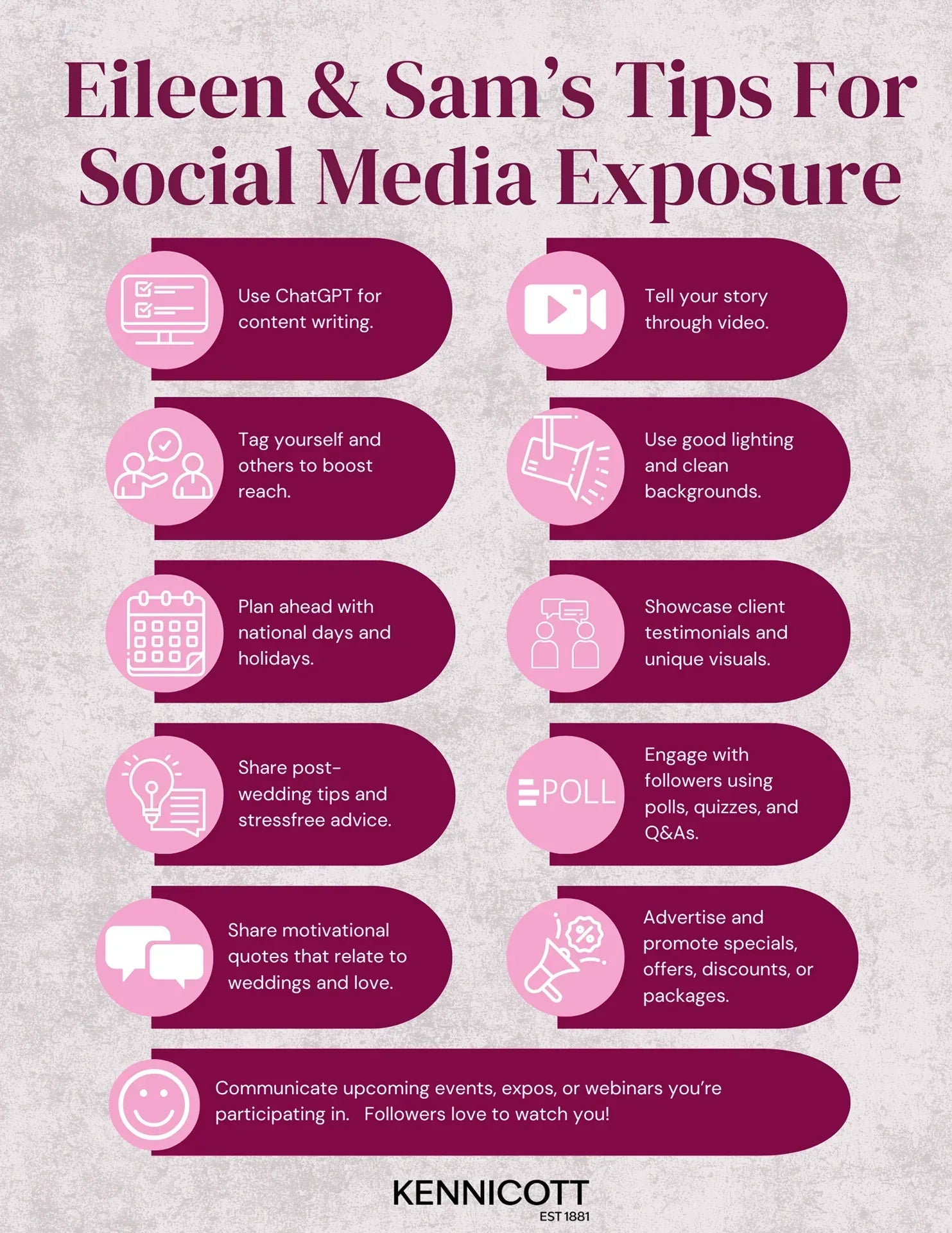 Eileen & Sam’s Tips For Social Media Exposure