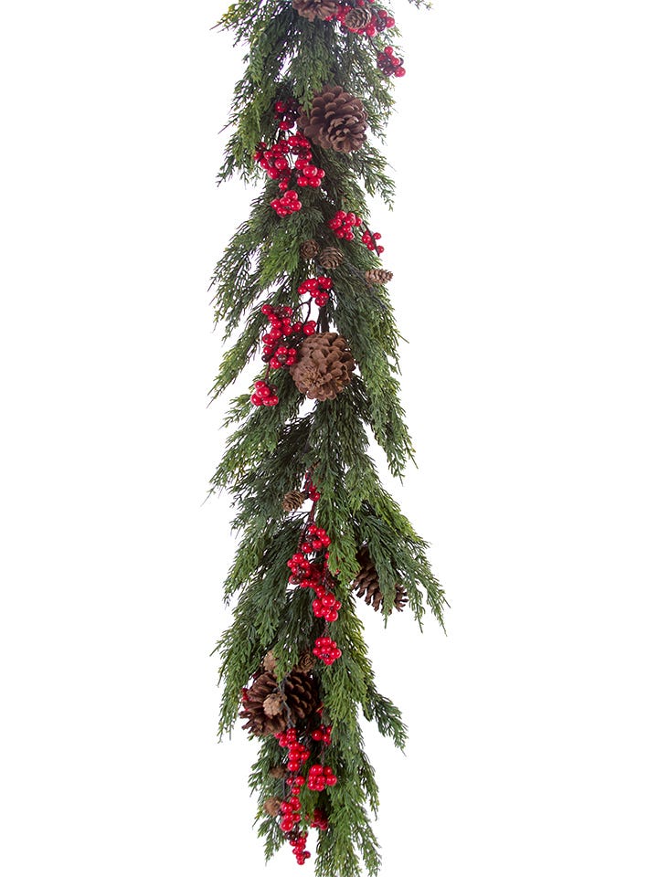 5 Green Cedar With Berries & Cones