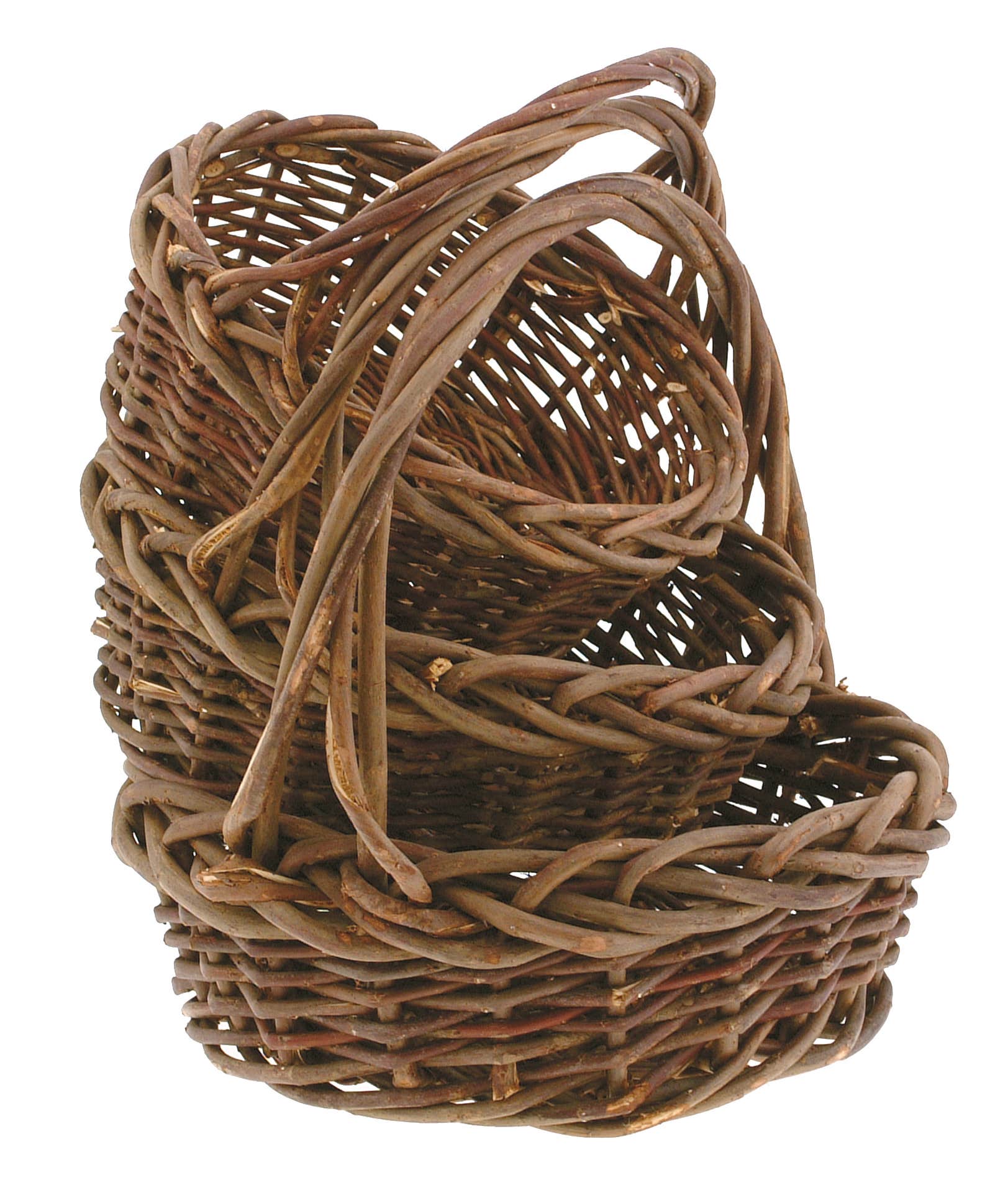 12 Unpeeled Willow Baskets, Set of 3