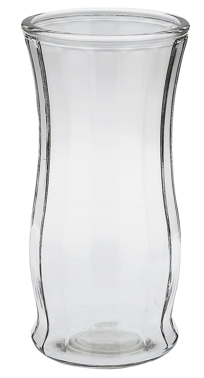 9.5 Clear Ribbed Glass Rose Vases, 12