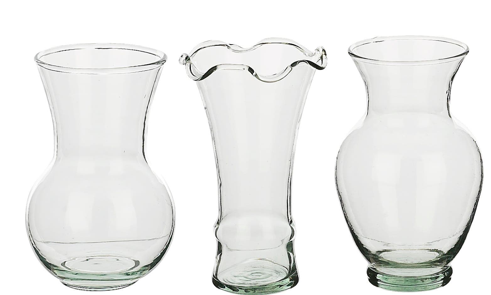 5 Mini Trio Clear Glass Vases, 24-Case