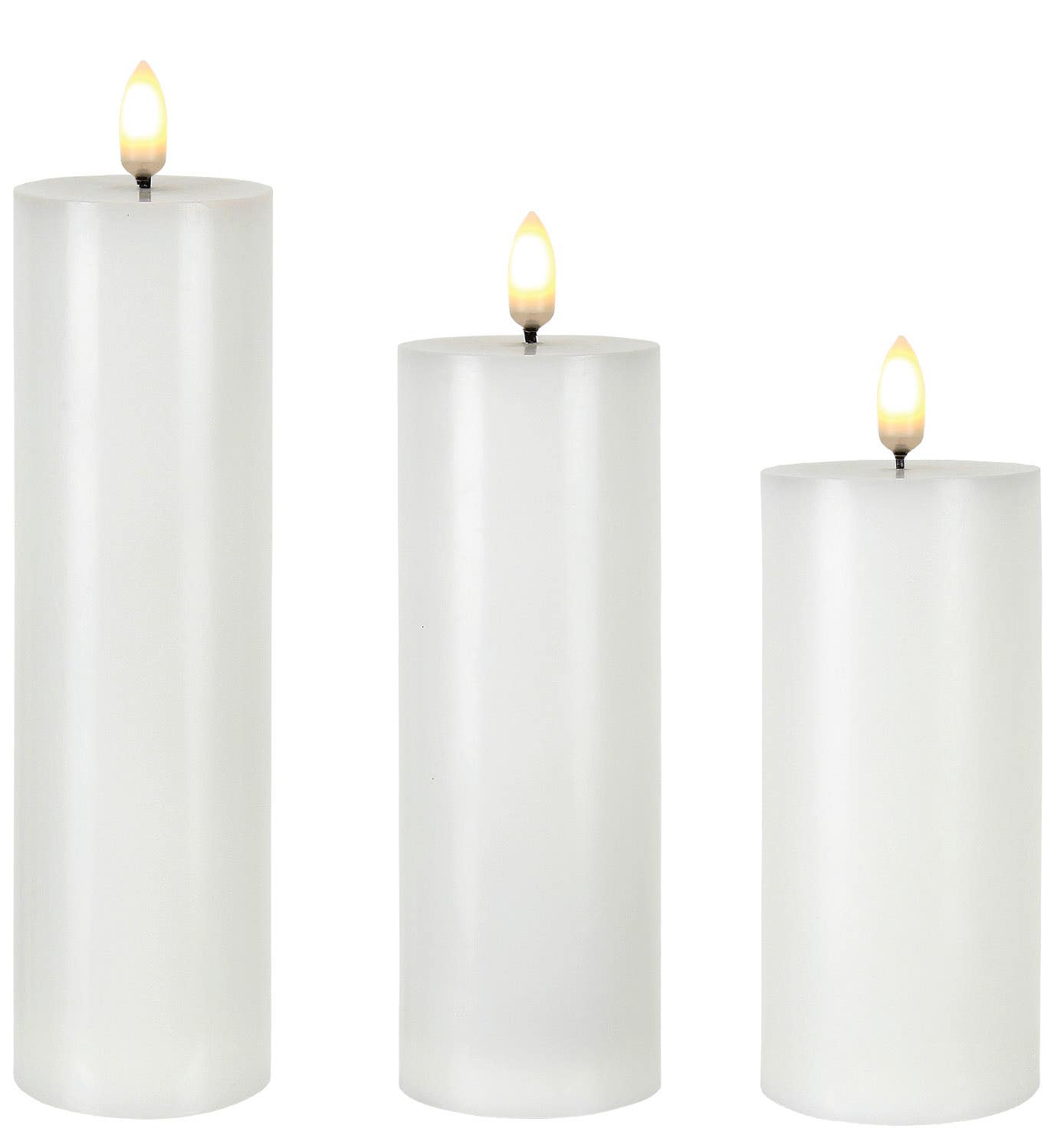 White LED Pillar Candles, Set of 3