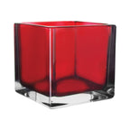 5X5X5 Square Ruby Red Vase, 6-Case