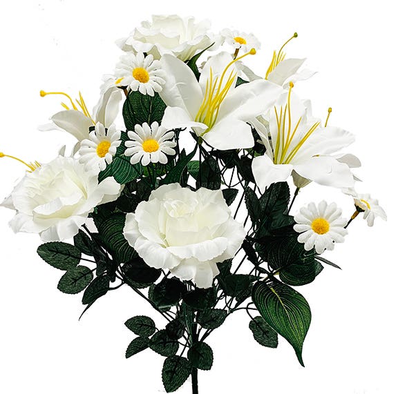 21 Cream & White Rose Lily Daisy Bush