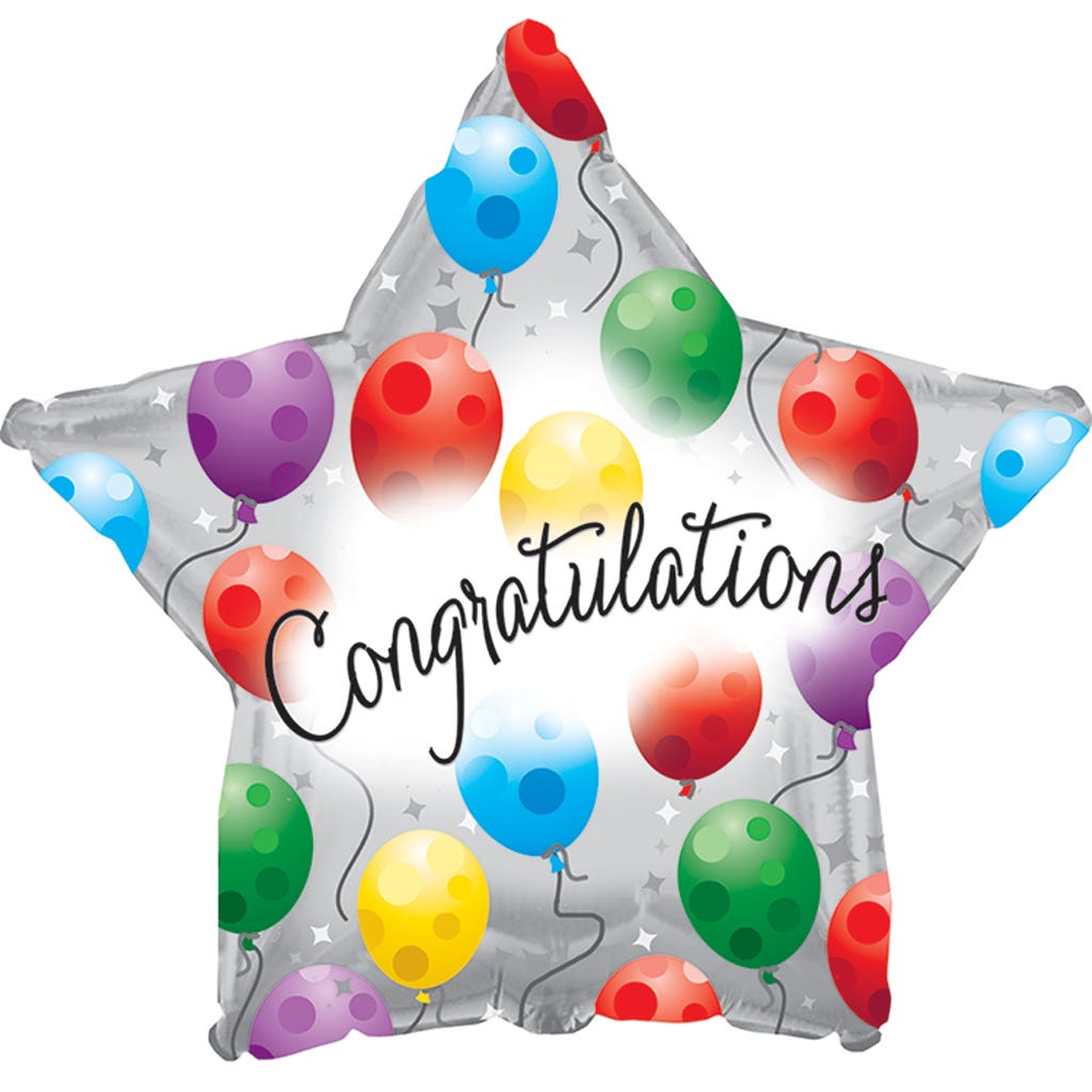 17 Congratulations Star Balloons 5-Pack