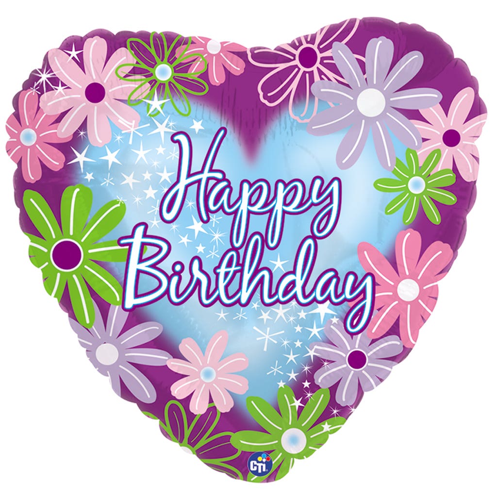 17 Birthday Heart Foil Balloons, 5-Pack