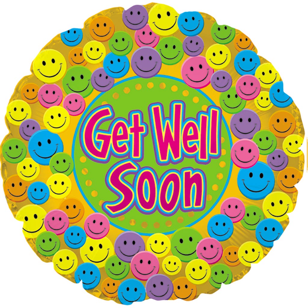 17 Get Well Soon Smiley Balloons 5-Pack