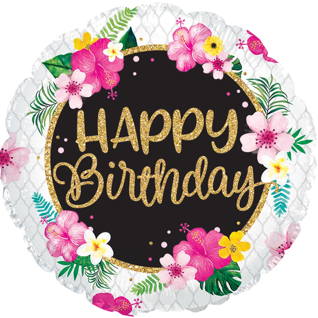 18 Birthday Tropical Balloons, 5-Pack