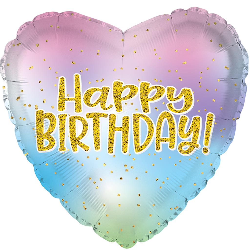 17 Birthday Iridescent Heart Balloons