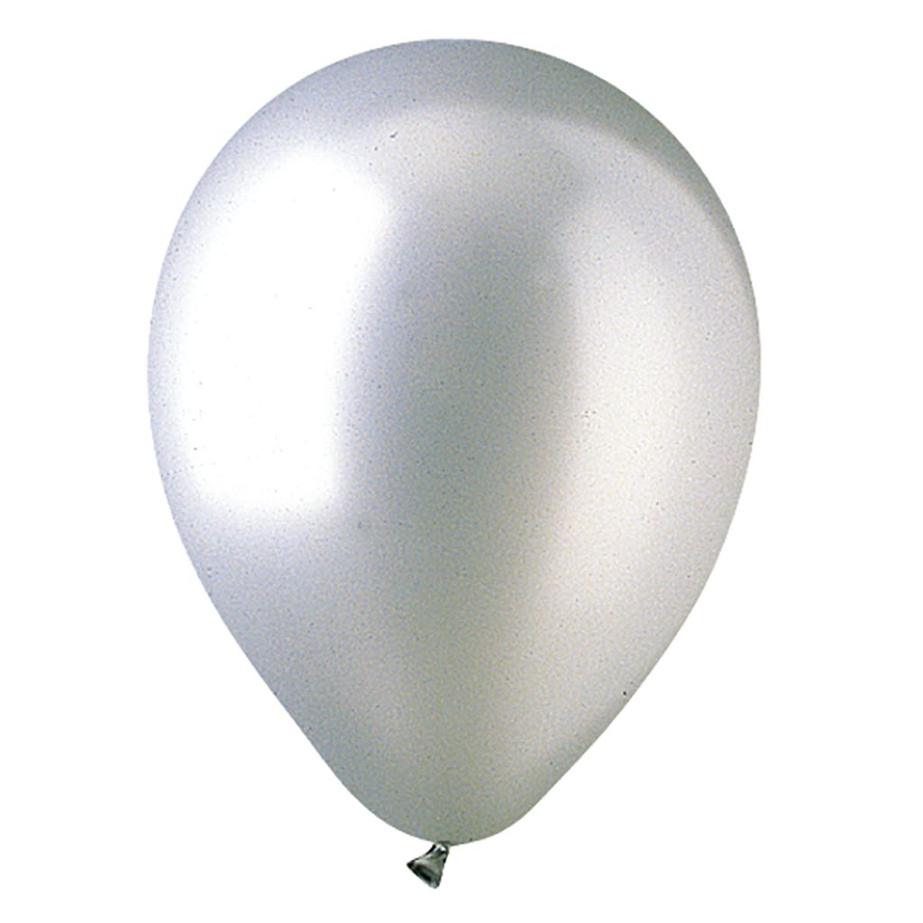 12 Silver Latex Balloons, 100-Bag