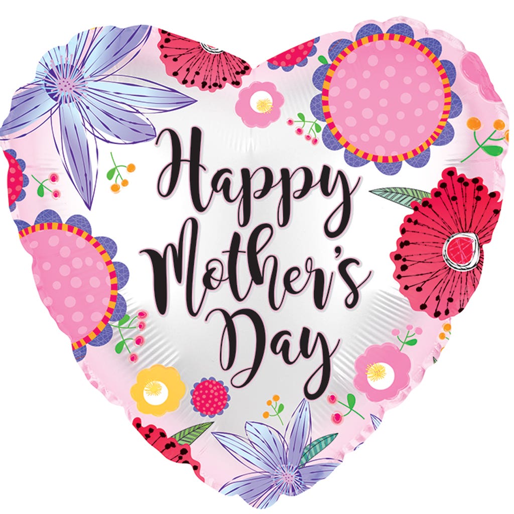 17 Mother's Day Heart Balloons, 5-Pack