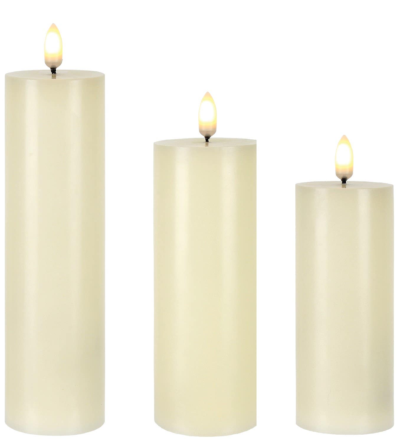 Ivory Pillar LED Candles, 3-Set