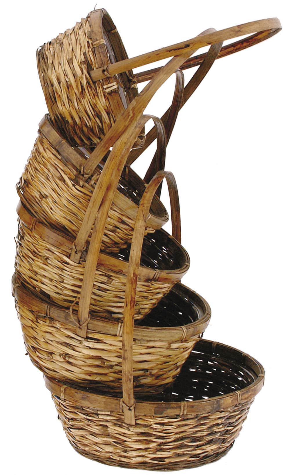 6-10 Round Bamboo Baskets, 5-Set