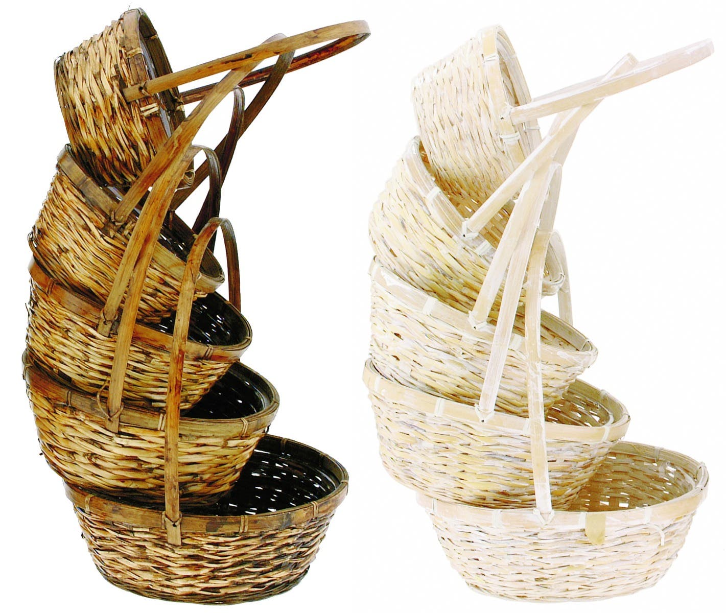 6-10 Assorted Bamboo Baskets, Set of 5