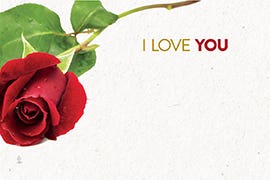 2.25 x 3.5 Red Rose I Love You Cards