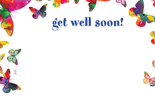 2.25 x 3.5 Get Well Butterfly Cards, 50