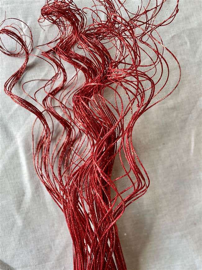 24-28 Red Sparkle Curly Ting