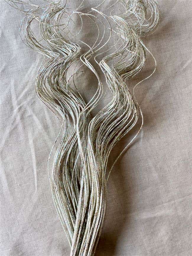 24 White Sparkle Curly Ting