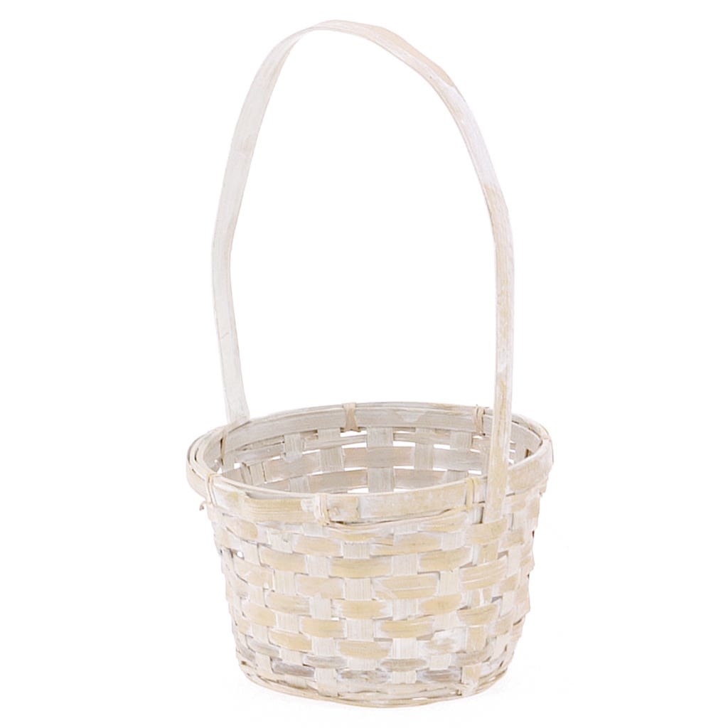 6 Round Whitewash Bamboo Basket,12-Pack