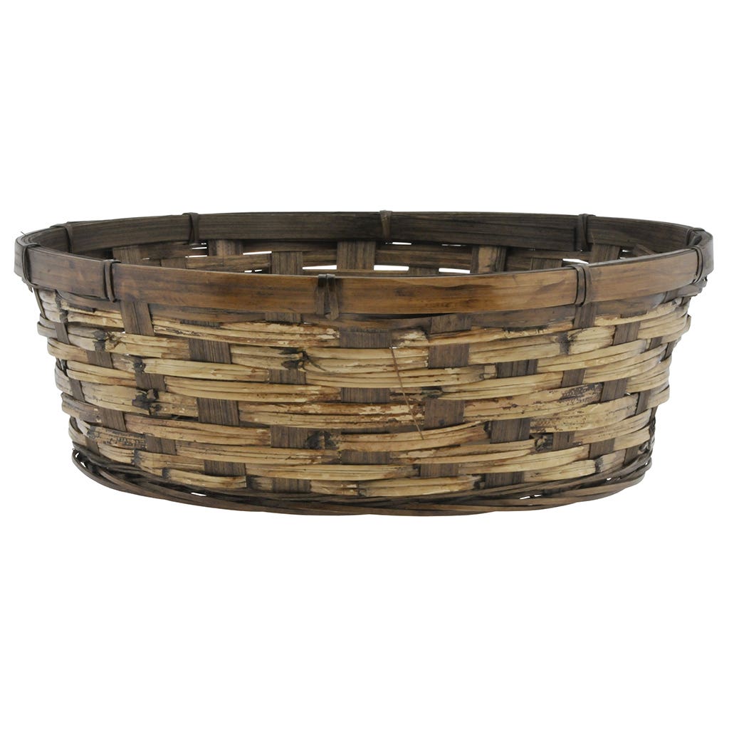 12 Round Brown Rattan Garden Dish