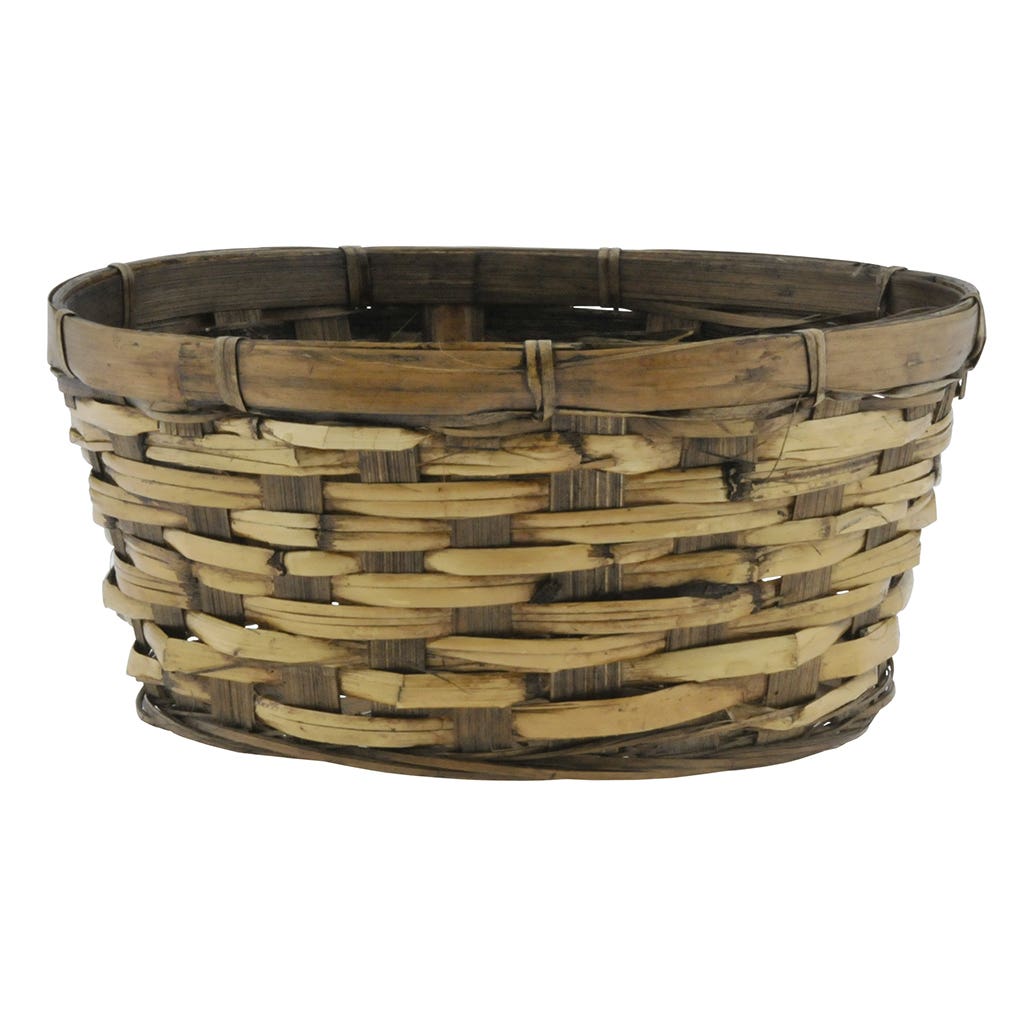 8 Brown Stained Rattan Basket