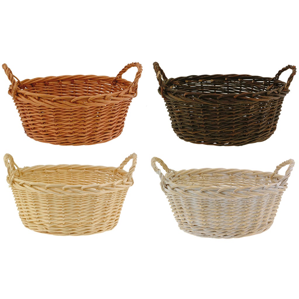 16 Willow Basket With Handle, Assorted