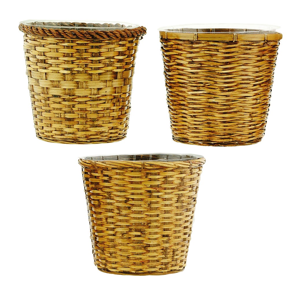 10 Round Brown Bamboo Pot Cover