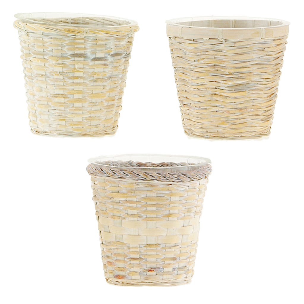 6 Assorted Round Rattan Pot Cover
