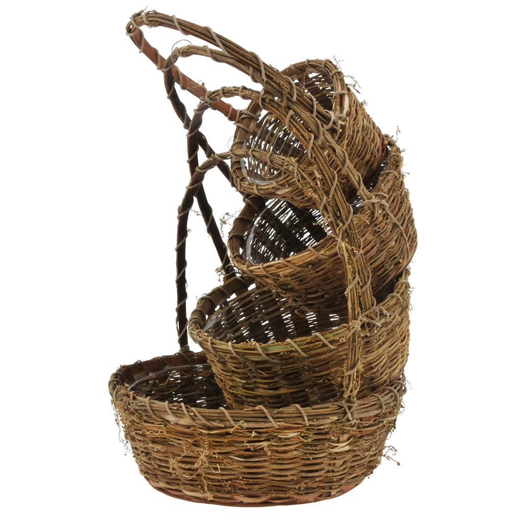 6 Round Twiggy Vine Baskets, Set of 4