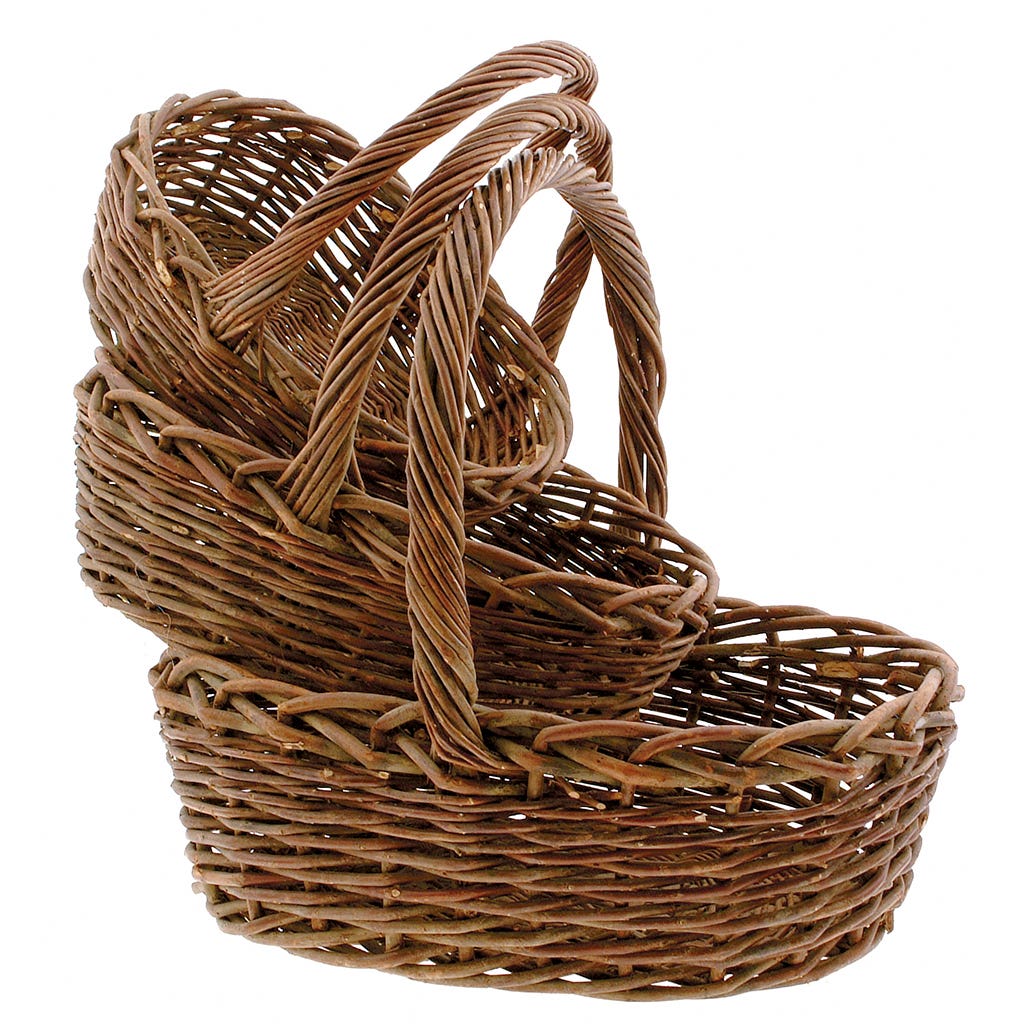 14 Willow Bamboo Baskets, Set of 3