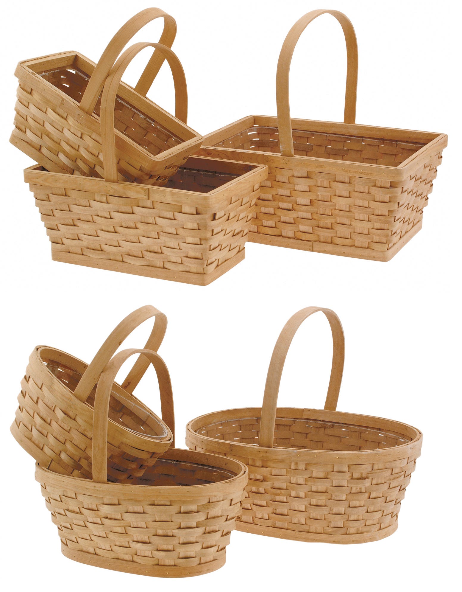 10.75 Oval Woodchip Baskets, Set of 3