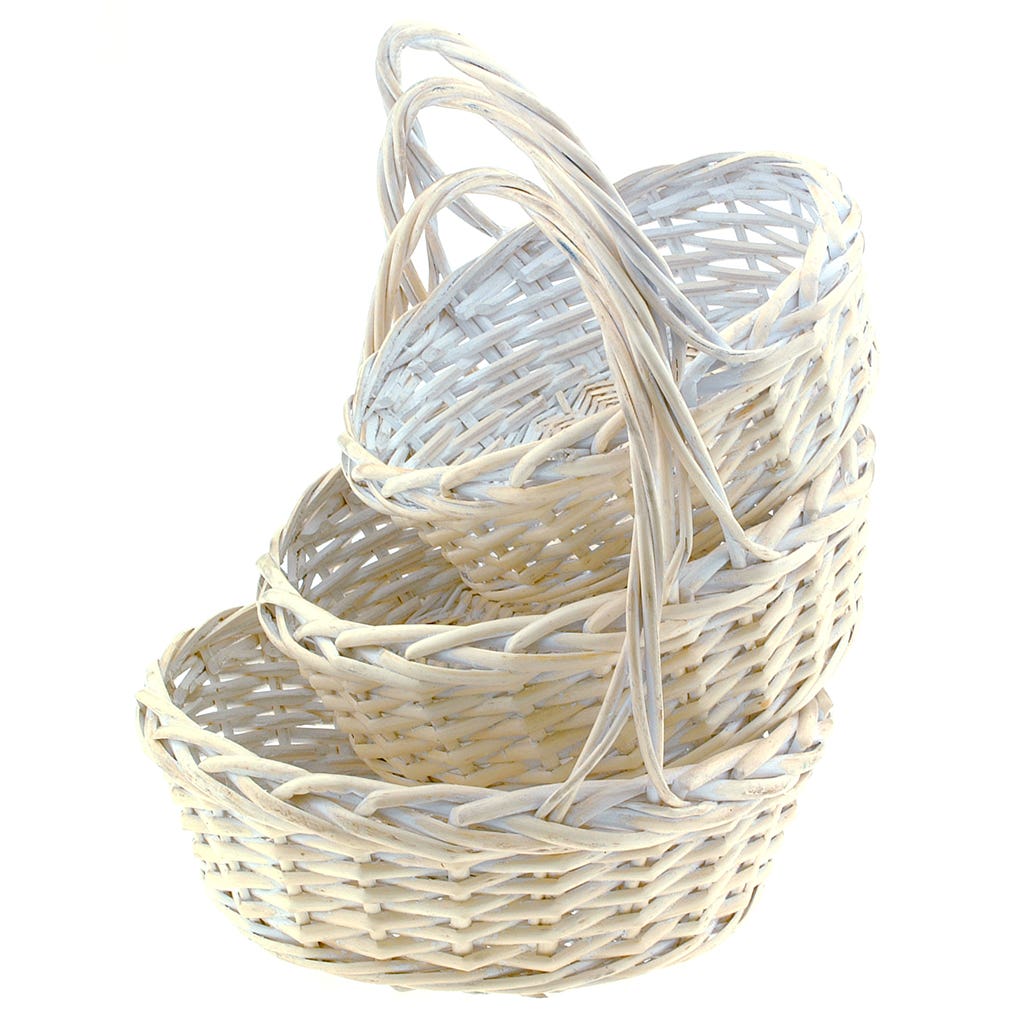 10 Oval Willow Baskets, Set of 3