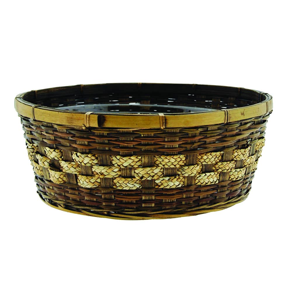 12 Round Fern and Straw Basket