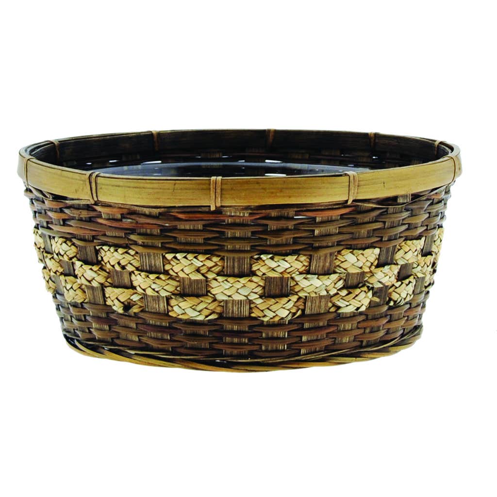 10 Round Brown Fern and Straw Basket