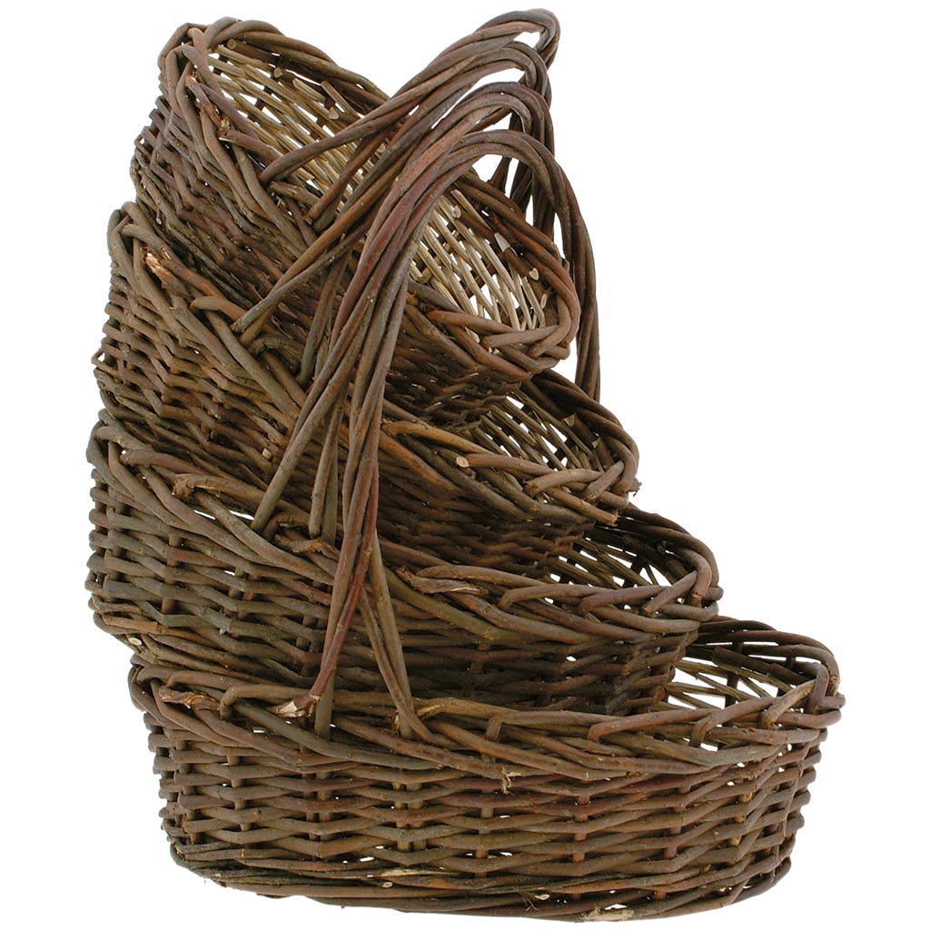 12 Oval Peeled Willow Baskets, Set of 4