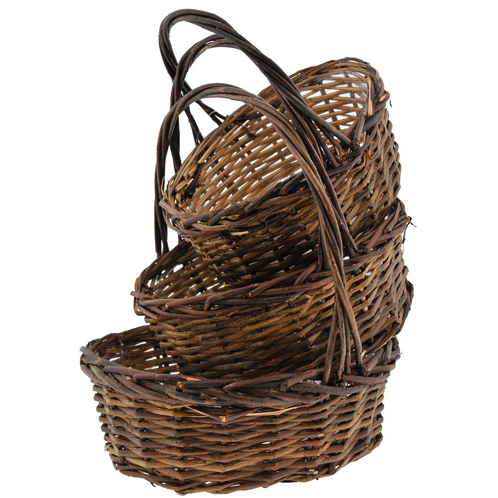 9.5 Unpeeled Willow Basket, Set of 3