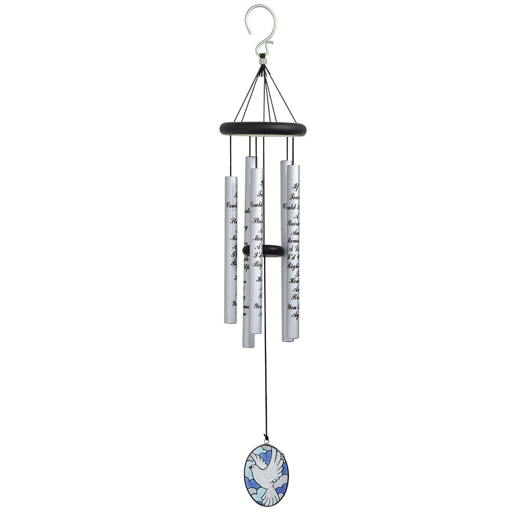 35 Silver Dove Stained Glass Windchime