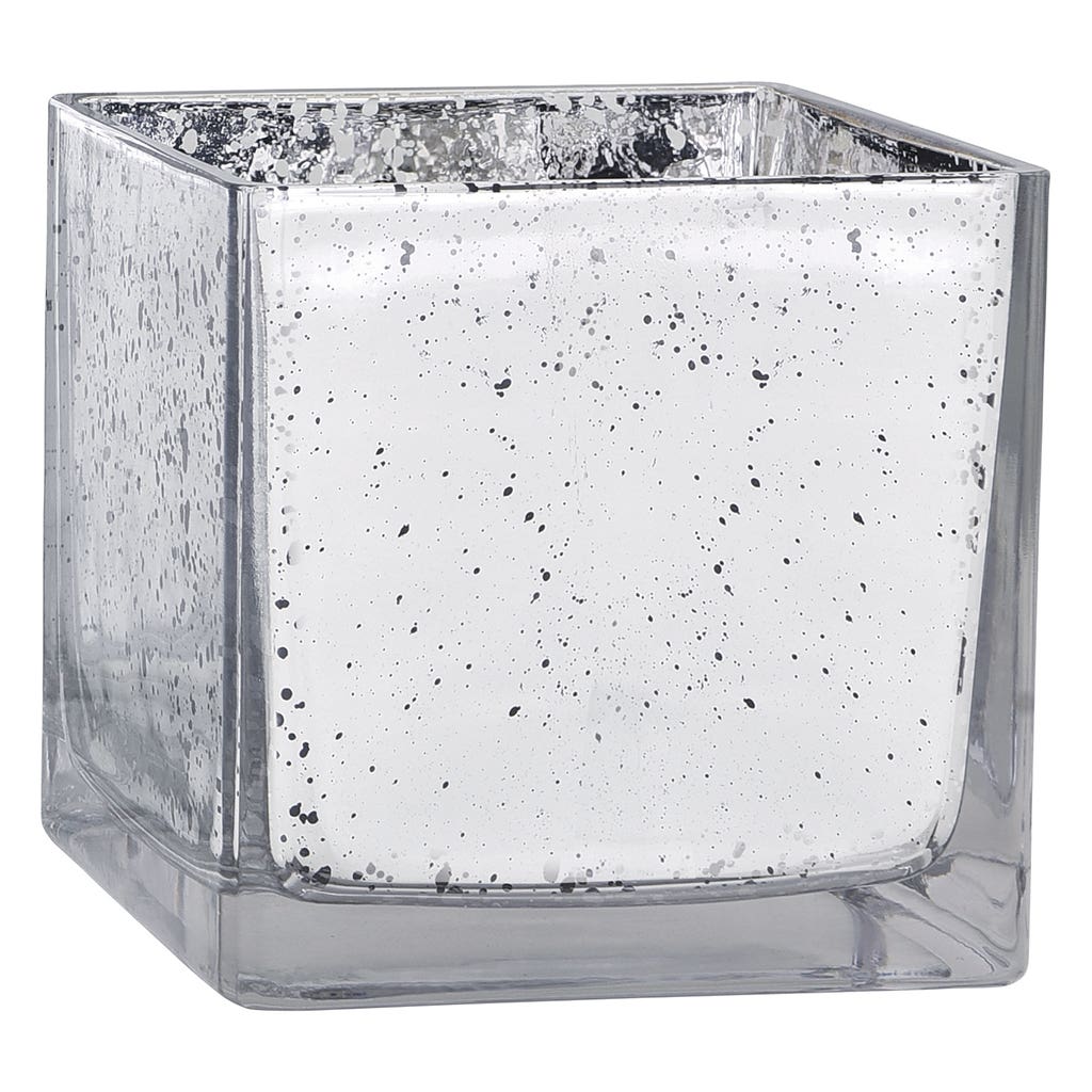 4 Silver Mercury Glass Cube