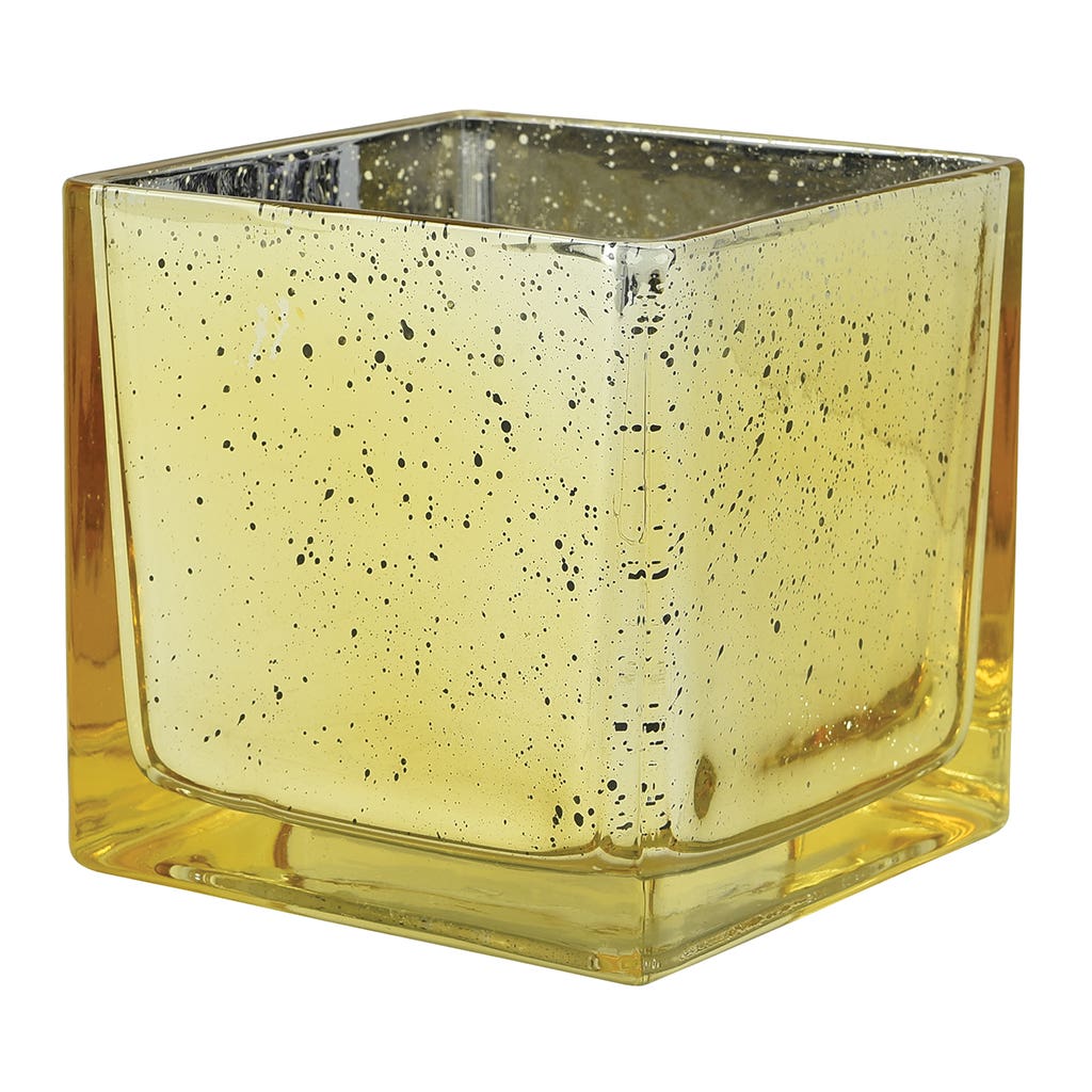 5 Gold Mercury Glass Cube