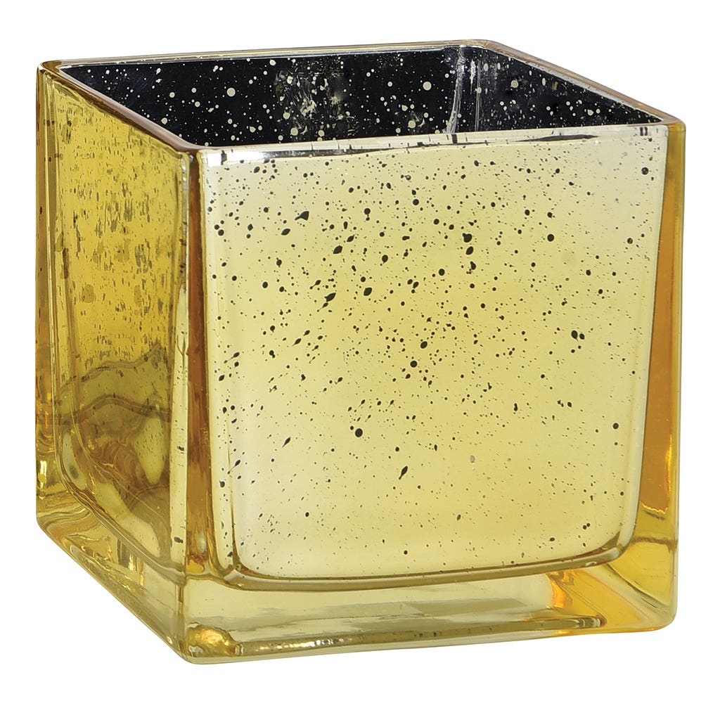 6 Gold Mercury Glass Cube