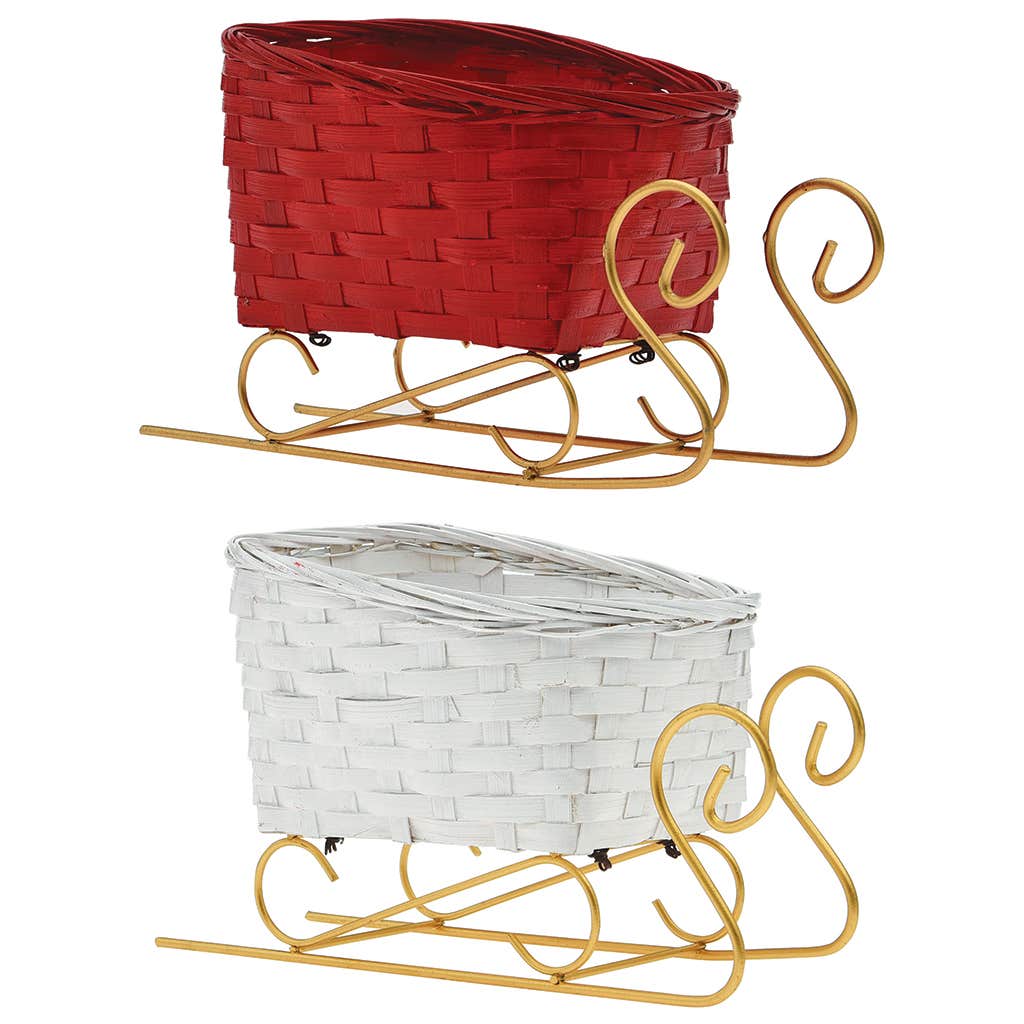 Christmas Sleigh Bamboo Basket