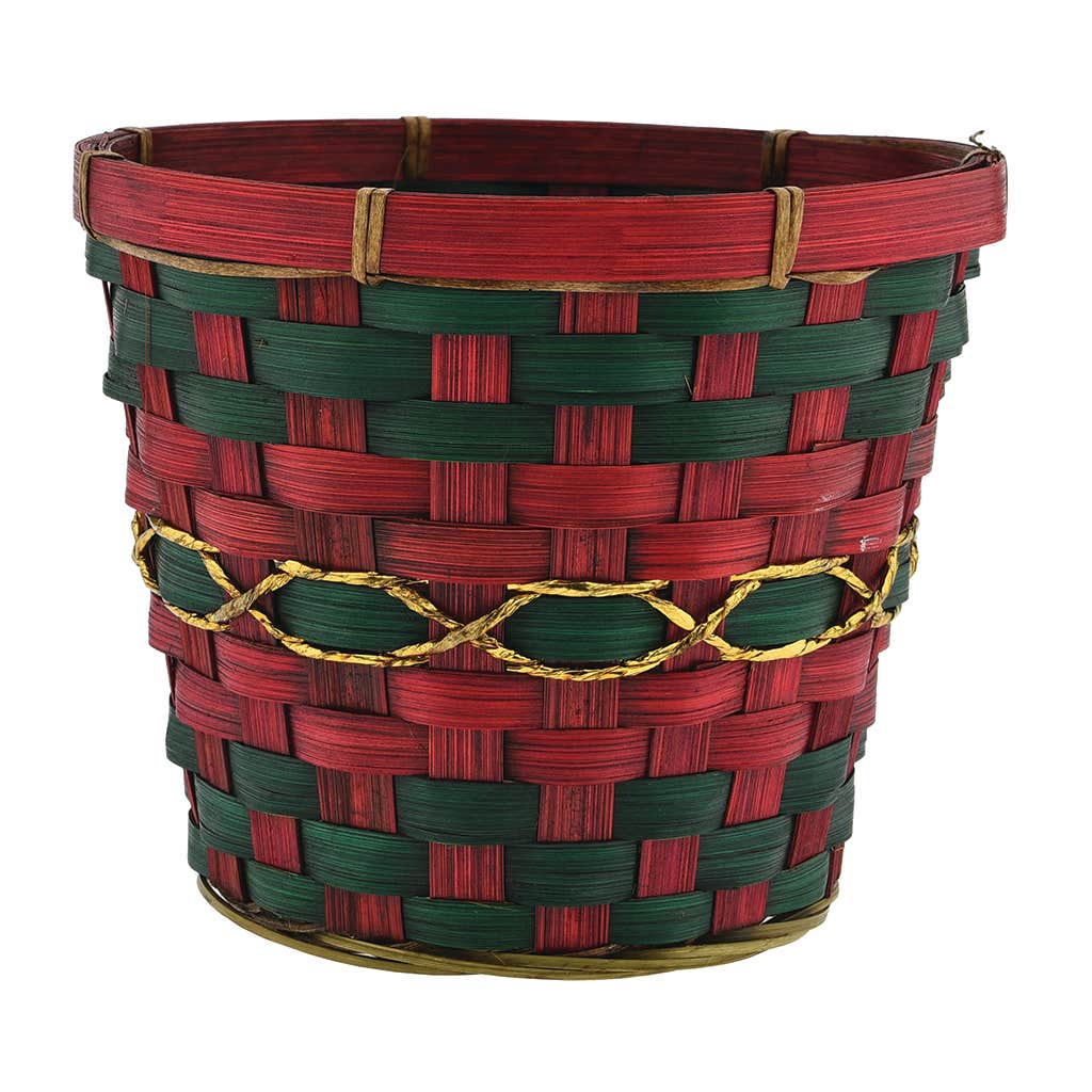 6 Red/Green Bamboo Basket