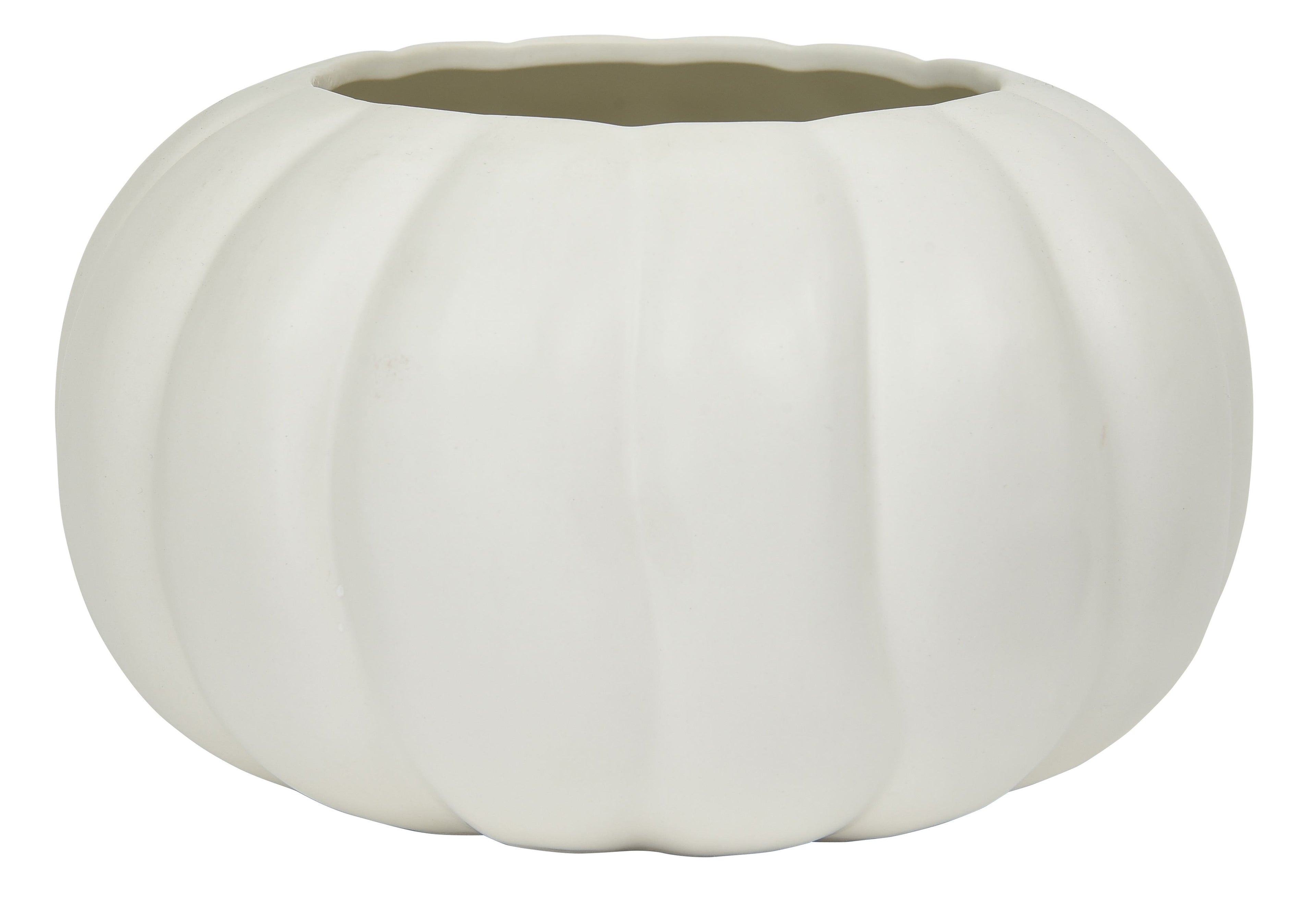 10 White Round Pumpkin Ceramic Pot