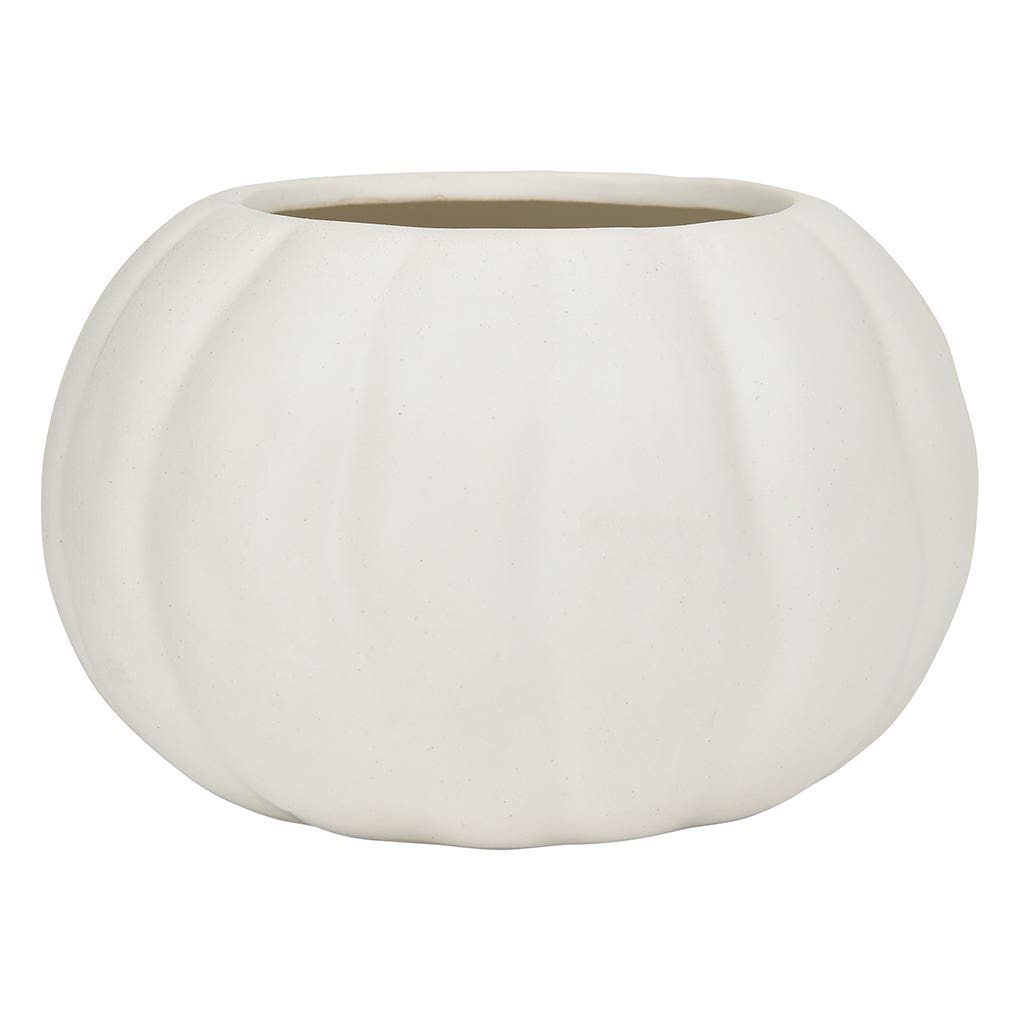 6 White Pumpkin Ceramic Planter