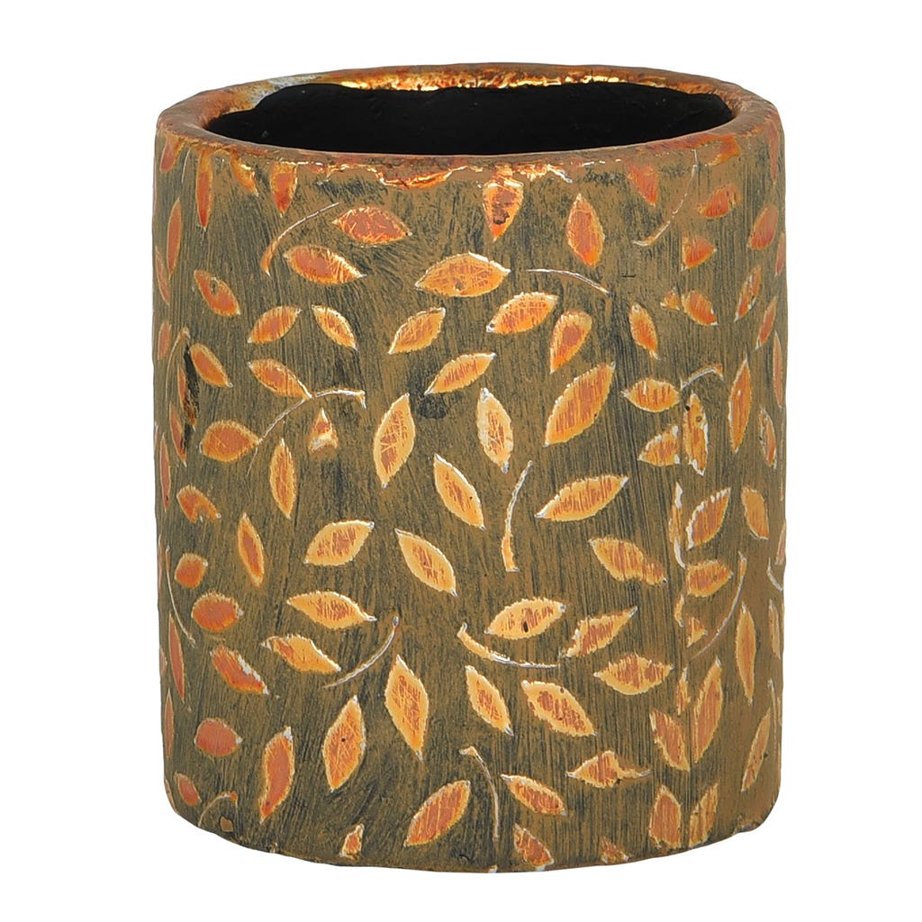 3.75 Round Gold Leaf Ceramic Pot