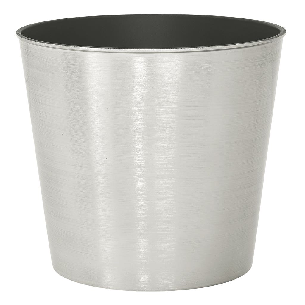 6.25 Round Brushed Silver Plastic Pot