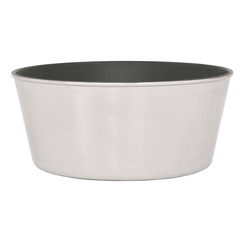9 Round Brushed Silver Plastic Planter