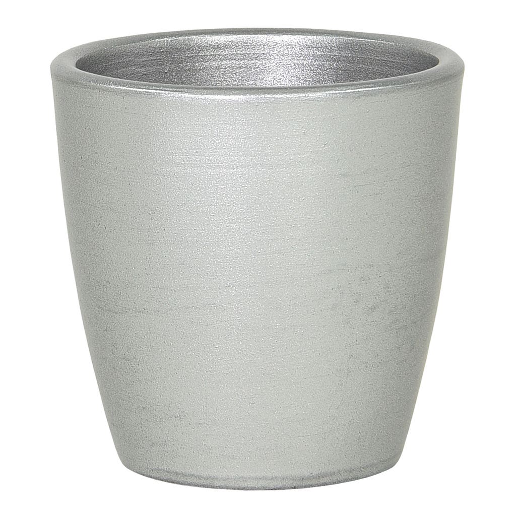 3 Round Matte Silver Ceramic Pot