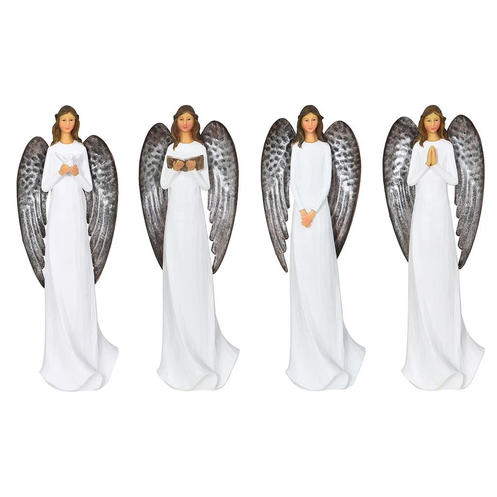 12 Assorted Resin White Angels