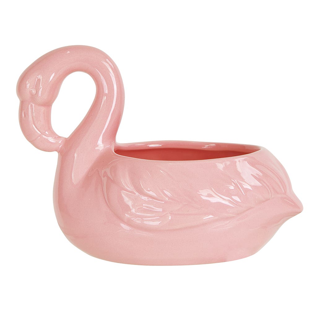 2.5 Pink Flamingo Ceramic Pot